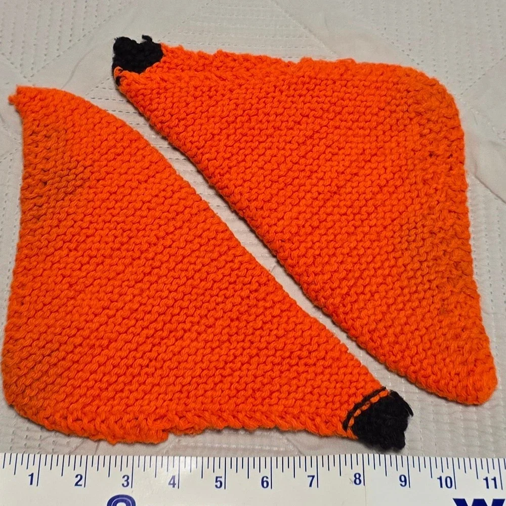 Hand Knit Orange Footie Slippers Booties Teen Adult Cozy‎ Warm House Shoes 1980s - Picture 4 of 4
